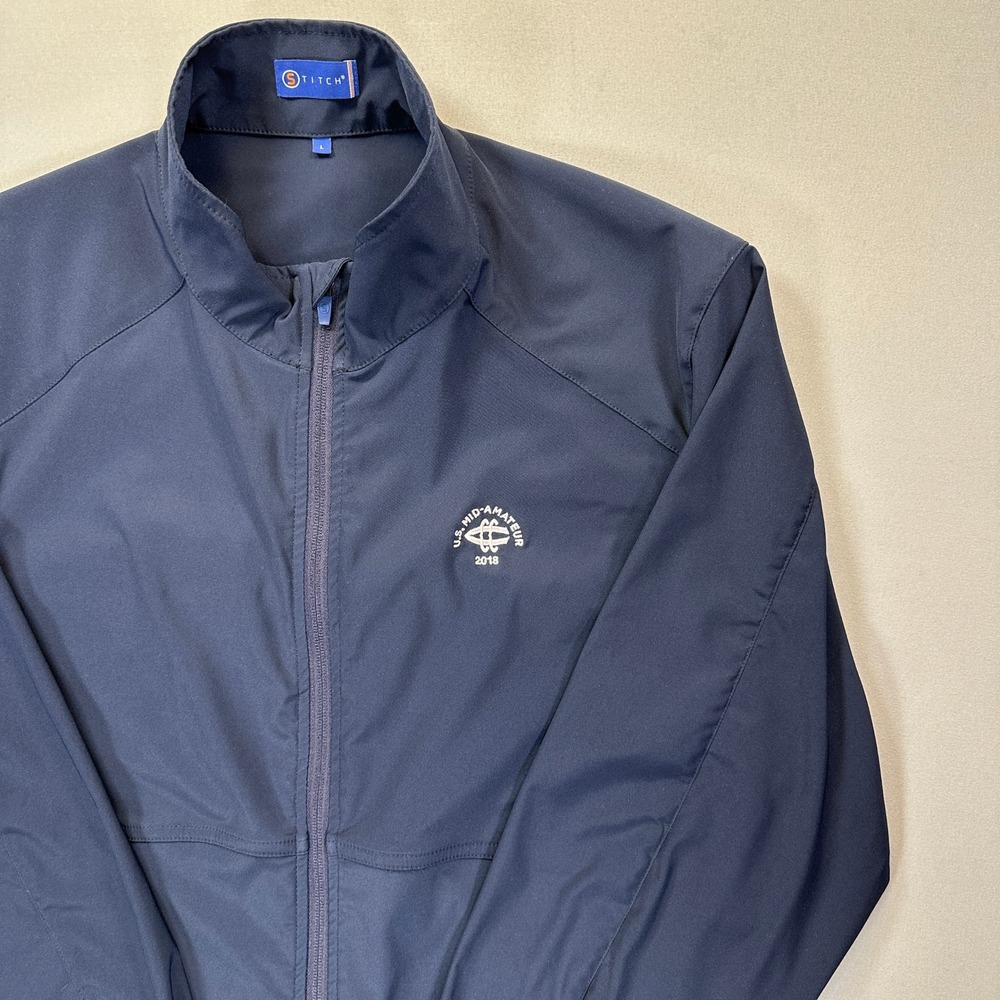 STITCH Golf Jacket Mens L 2018 US Mid Amateur Charlotte CC Navy Full Zip USGA
